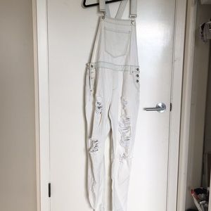 White Denim Overalls